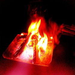 Close-up of bonfire at night