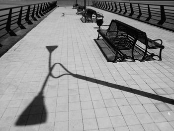 High angle view of shadow on street