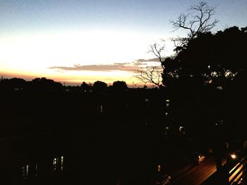 Silhouette of buildings at sunset