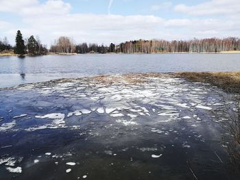 Scenic view of lake against sky