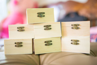 Close-up of books on table