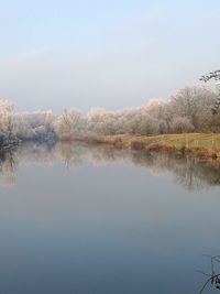 Scenic view of lake against sky