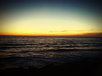 Scenic view of sea at sunset