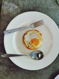 Directly above shot of breakfast served on table