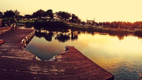 View of pier in river