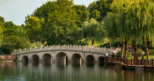 Arch bridge over river