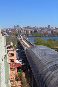 High angle view of bridge over river in city