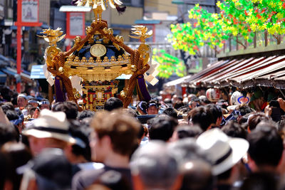 Crowd on street during mikoshi festival