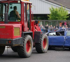 Vehicles on road in city