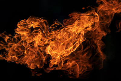Close-up of fire against black background