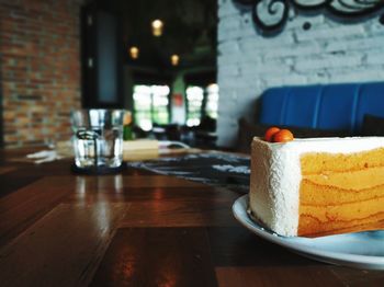 Close-up of dessert in plate on table