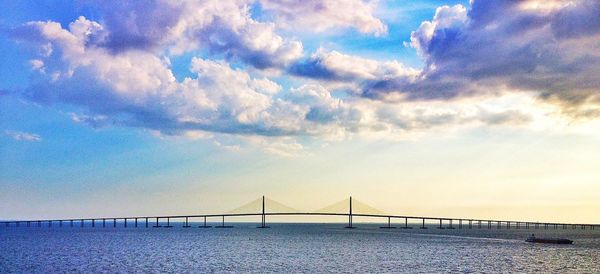 Scenic view of sea against cloudy sky