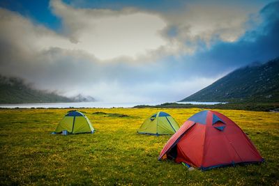 Campground on tibetan plateau