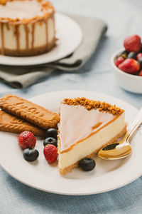 Close-up of dessert in plate on table