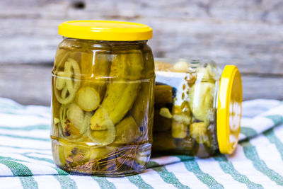 Close-up of food on table