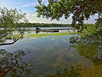 Scenic view of lake against sky