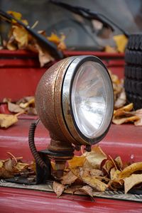 Close-up of old camera