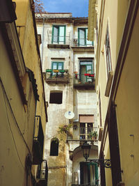 Low angle view of residential buildings in town