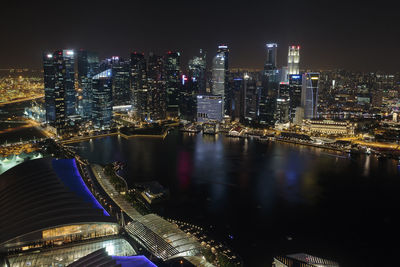 City lit up at night