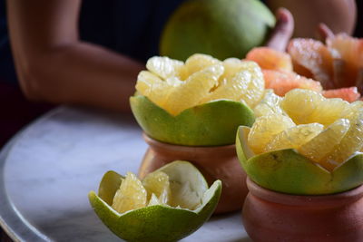 Close-up of fruits served in bowl