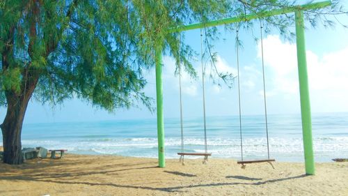 Scenic view of beach against sky