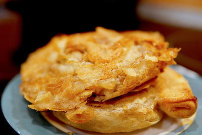 High angle view of breakfast on table