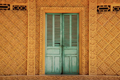 Closed door of building