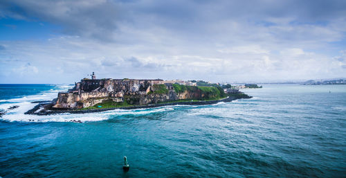 View of sea against cloudy sky