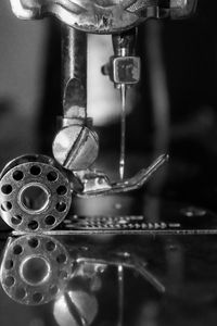 Close-up of sewing machine