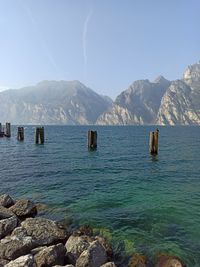 Scenic view of sea against clear sky