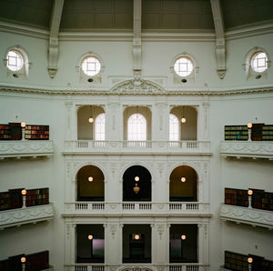 Low angle view of illuminated building