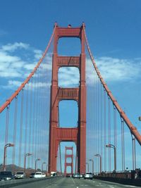 Low angle view of suspension bridge