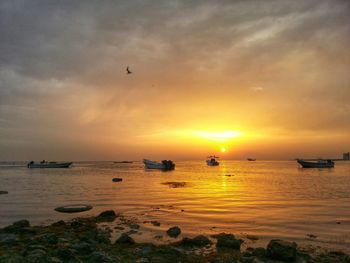 Scenic view of sea at sunset