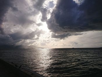 Scenic view of sea against cloudy sky