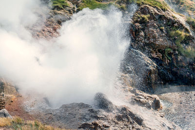 Scenic view of geyser