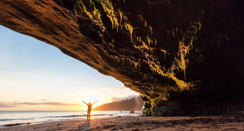 Scenic view of sea against sky during sunset