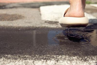 Low section of woman holding water