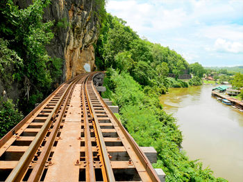 High angle view of railroad track