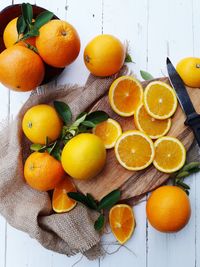 High angle view of oranges on table