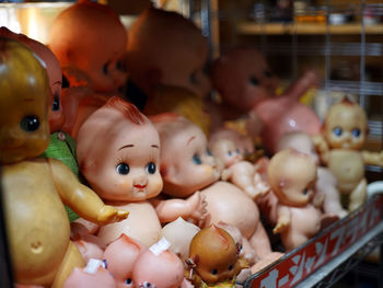 Close-up of toys for sale in market