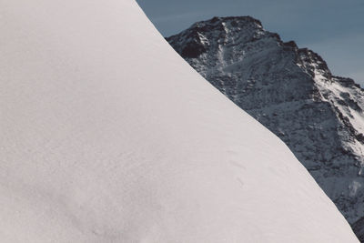 Low angle view of snowcapped mountain