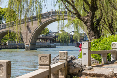 Arch bridge over river