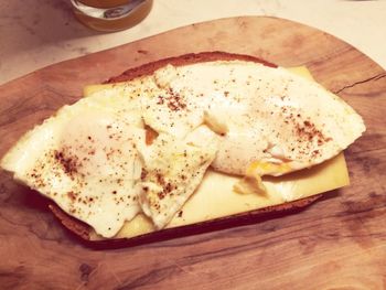 Close-up of breakfast served on table