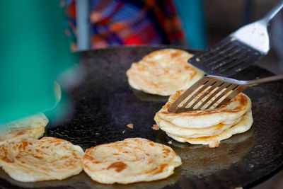 Close-up of breakfast served on table