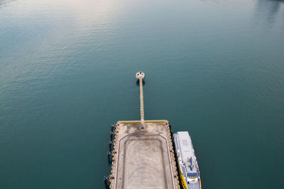 High angle view of pier on sea