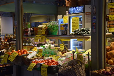 Food for sale at market stall