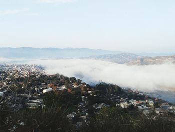 High angle view of townscape against sky