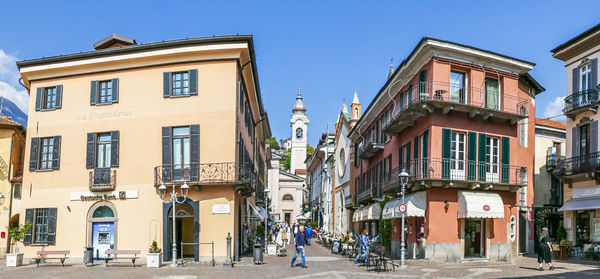 The main square of menaggio with houses with colored facades