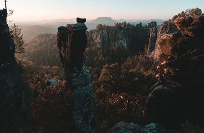 View of trees and rock formations