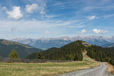 Scenic view of mountains against sky